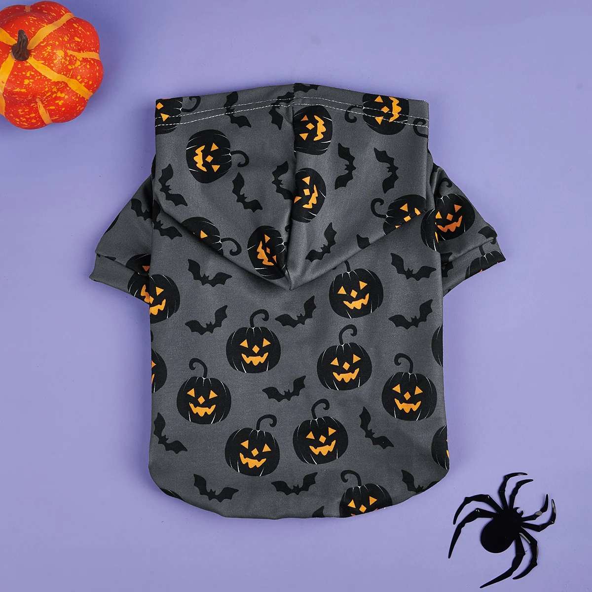 Sudadera con capucha para perros, camisas de Halloween, ropa para perros con patrón de calabaza y murciélago, sudaderas para perros, ropa para mascotas, cuello alto P