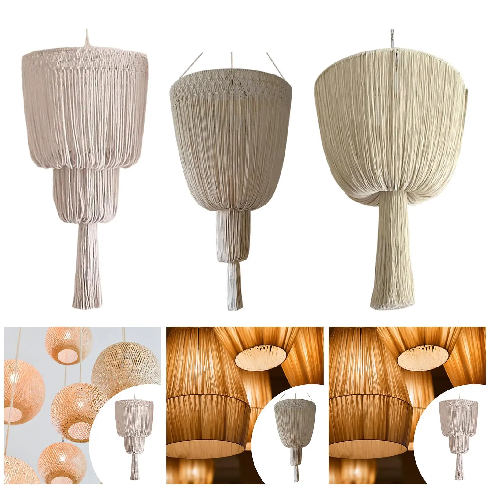 Pantalla tejida de repuesto, pantalla de lámpara de macramé, cubierta de luz colgante, pantalla de luz colgante - imagen 3