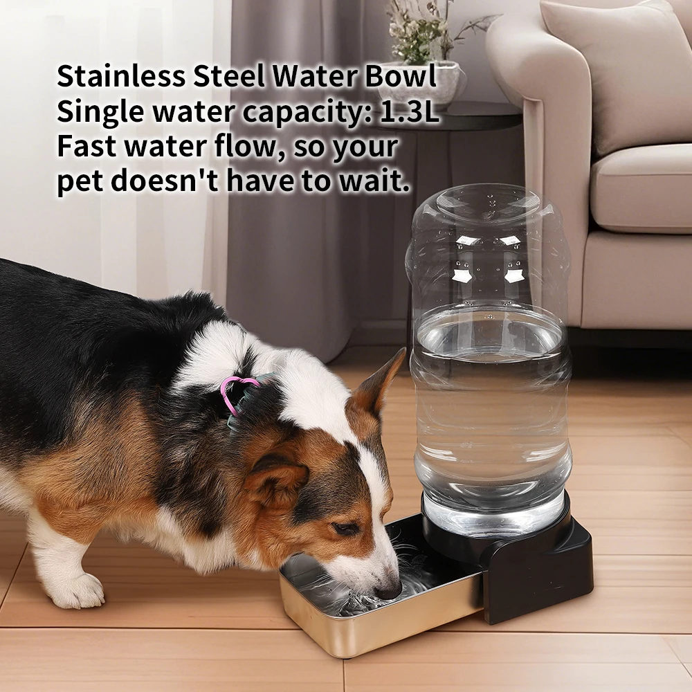Dispensador de agua para mascotas de acero inoxidable de plástico estable sin fugas de gran capacidad para gatos y perros - imagen 2