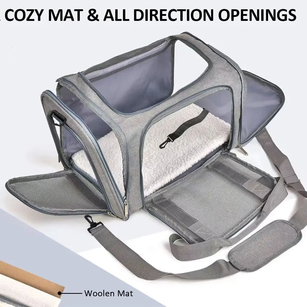 Transportín plegable para mascotas, bolsa de viaje de malla ventilada para perros y gatos pequeños y medianos, portátil para aventuras y viajes al aire libre - imagen 2