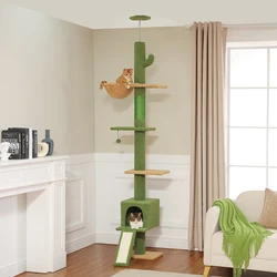 Árbol para gatos estilo cactus con poste rascador de sisal y hamaca