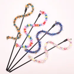 2/3/4 Uds. Cuerda de felpa a rayas coloridas, palo de burla para gatos, juguete tejido de lana para mascotas