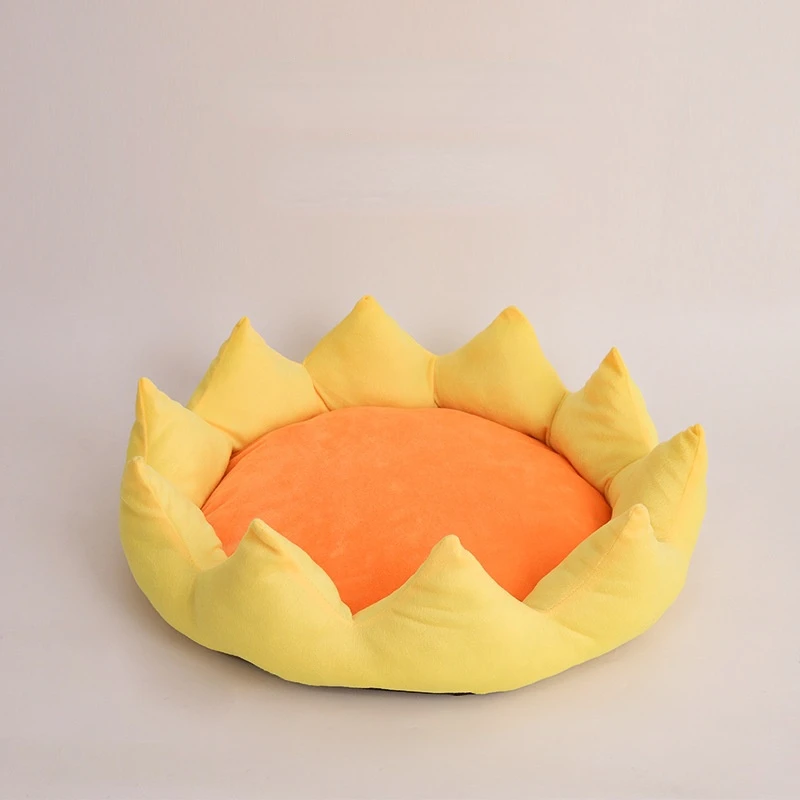 Alfombrilla de cama de flores para mascotas, nido cálido para gatos y perros, almohadilla suave para dormir, gatito, cachorro, forma de corona, perrera, suministros para mascotas - imagen 5