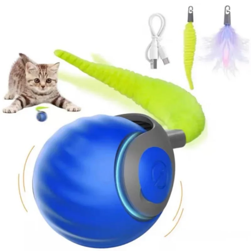 Nueva pelota interactiva de juguete para gatos, pelota rodante de cola pequeña adecuada para interiores y exteriores, juguetes para gatos y perros, cosas para gatos