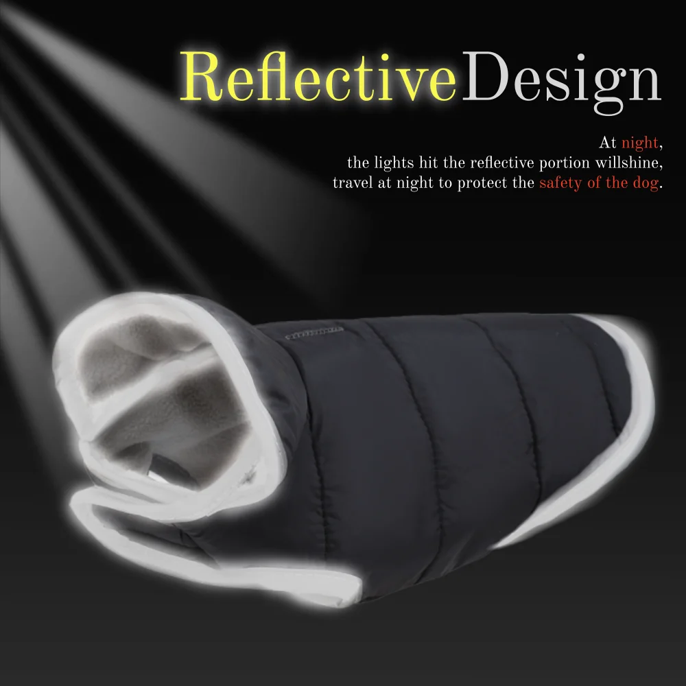 Abrigo Reversible para perro, chaqueta reflectante cálida para invierno para perros pequeños y medianos, chaleco de lana para mascotas con agujero para correa, trajes de Pug - imagen 4