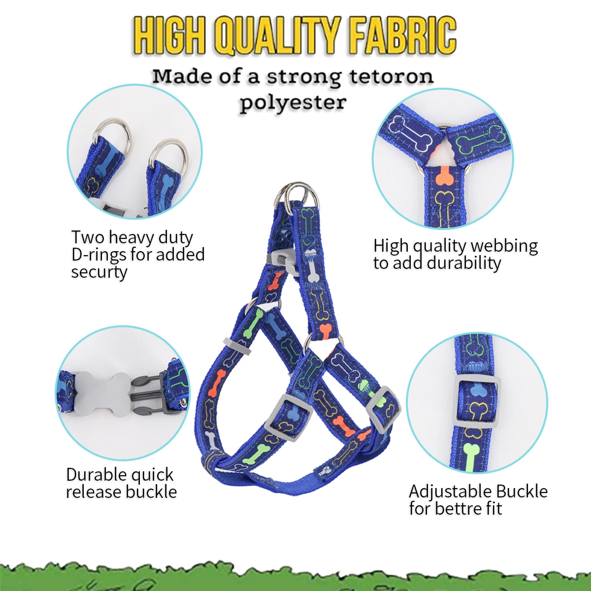 Arnés colorido para perros y mascotas con trípode de hueso, 1 unidad, para uso interior y exterior - imagen 5