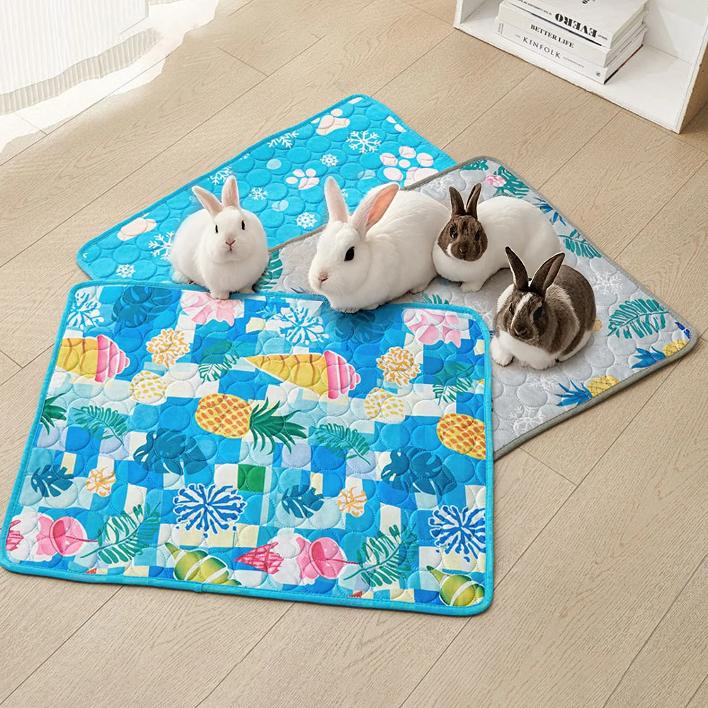 Almohadilla refrescante transpirable con estampado de dibujos animados para mascotas, estera antideslizante plegable de verano, sofá, colchón para mascotas, perros pequeños, gatos, cama, perrera, asiento de coche