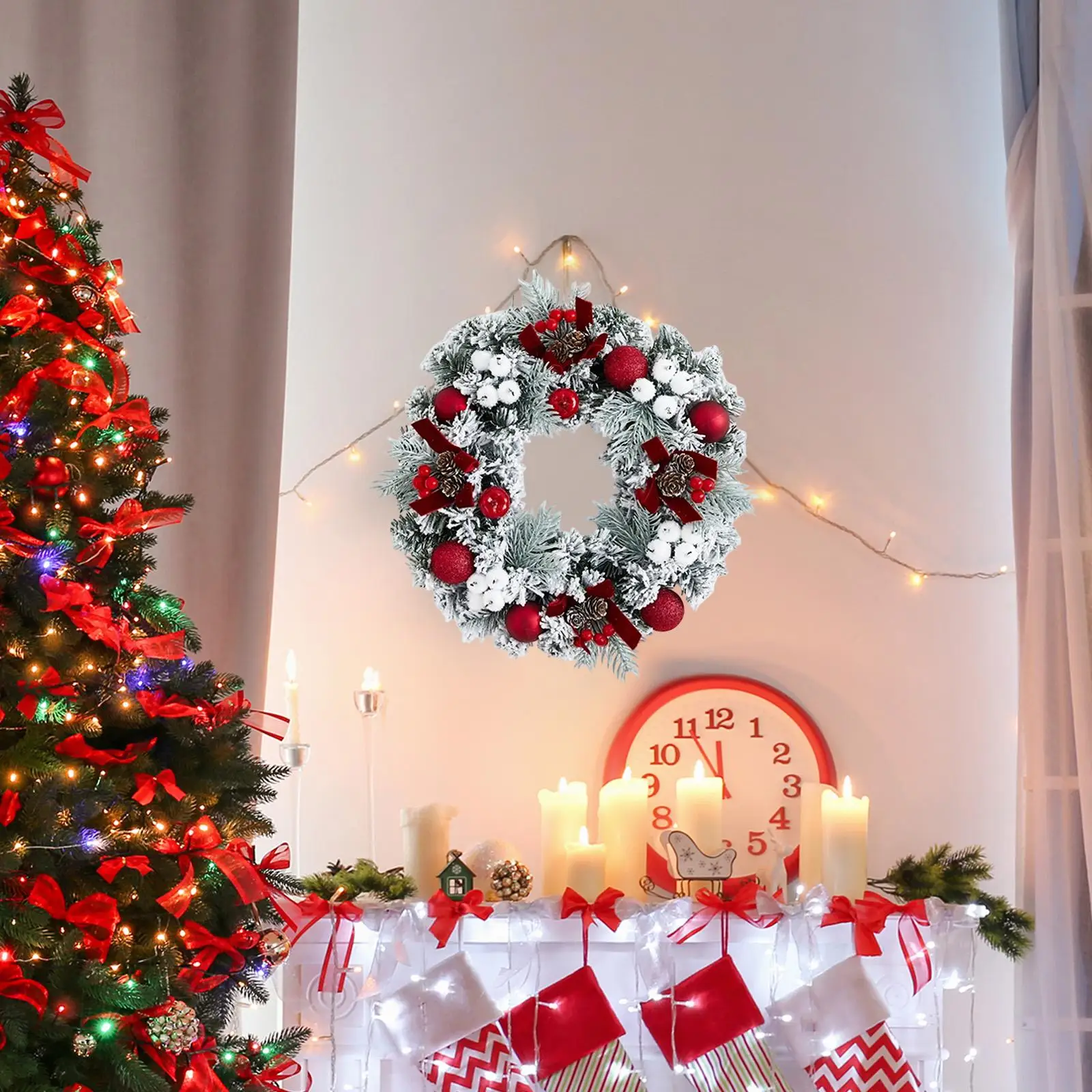 Guirnalda navideña decorativa para colgar en la pared, adorno rústico, guirnalda navideña para fiesta, ventana, hogar, granja, Patio - imagen 4