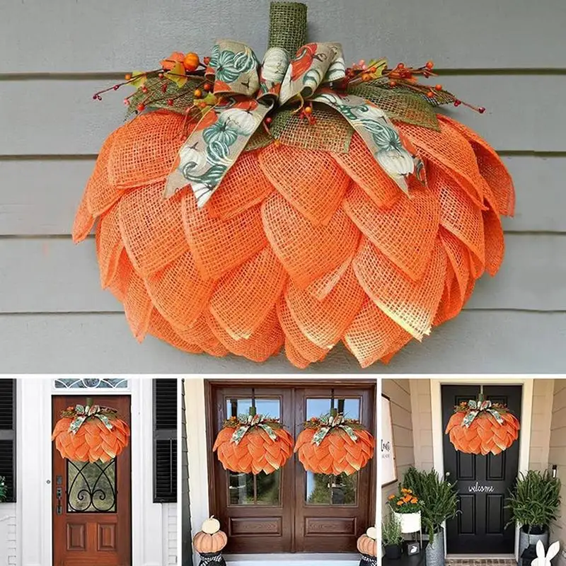 Colgador de puerta de calabaza de Halloween, decoración de puerta de agradecimiento y bendición, Otoño, Acción de Gracias - imagen 2