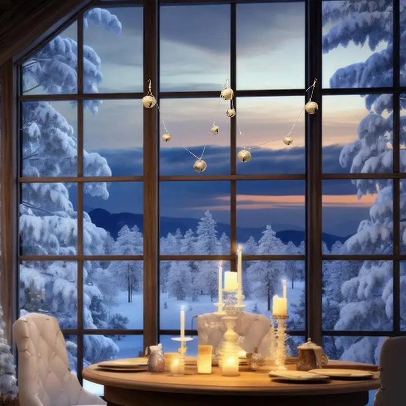 Cadena de campanas doradas para Navidad, adorno de campana atmosférica, decoración de temporada para árbol de Navidad, pared, ventana, jardín - imagen 2