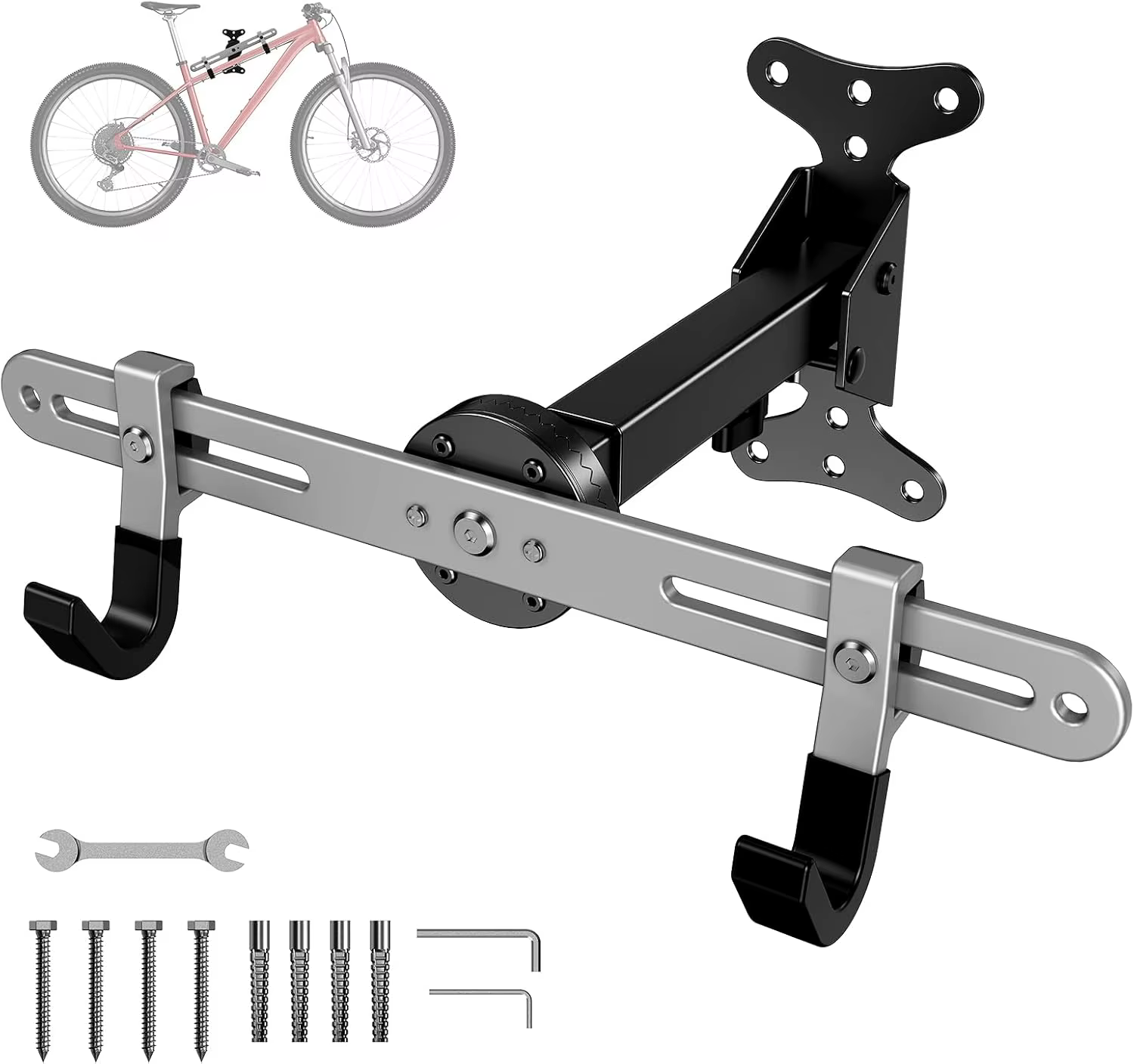 Soporte de pared para bicicleta resistente para garaje con giro 360