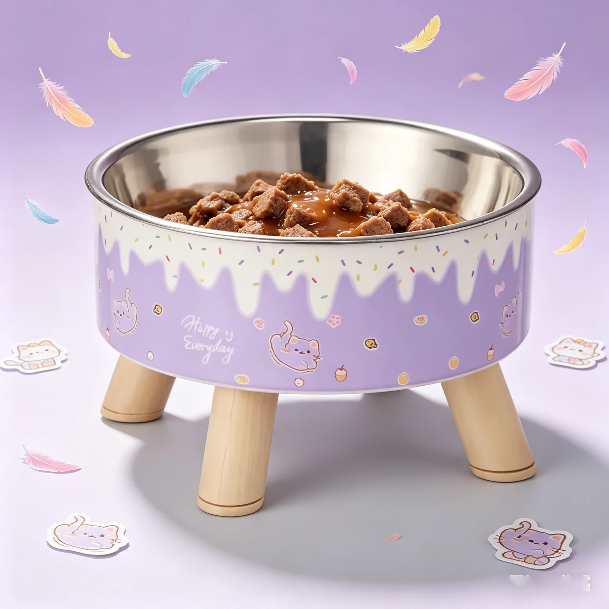 Comedero y bebedero acero inoxidable con forma de helado antideslizante - imagen 5