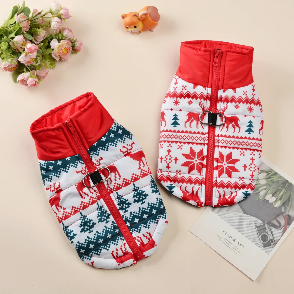 Disfraz de invierno para mascotas, chaqueta para perros pequeños y medianos, fiesta de año nuevo, estampado de ciervos de Navidad, mascotas pequeñas y medianas, Bulldog Schnauzer - imagen 3