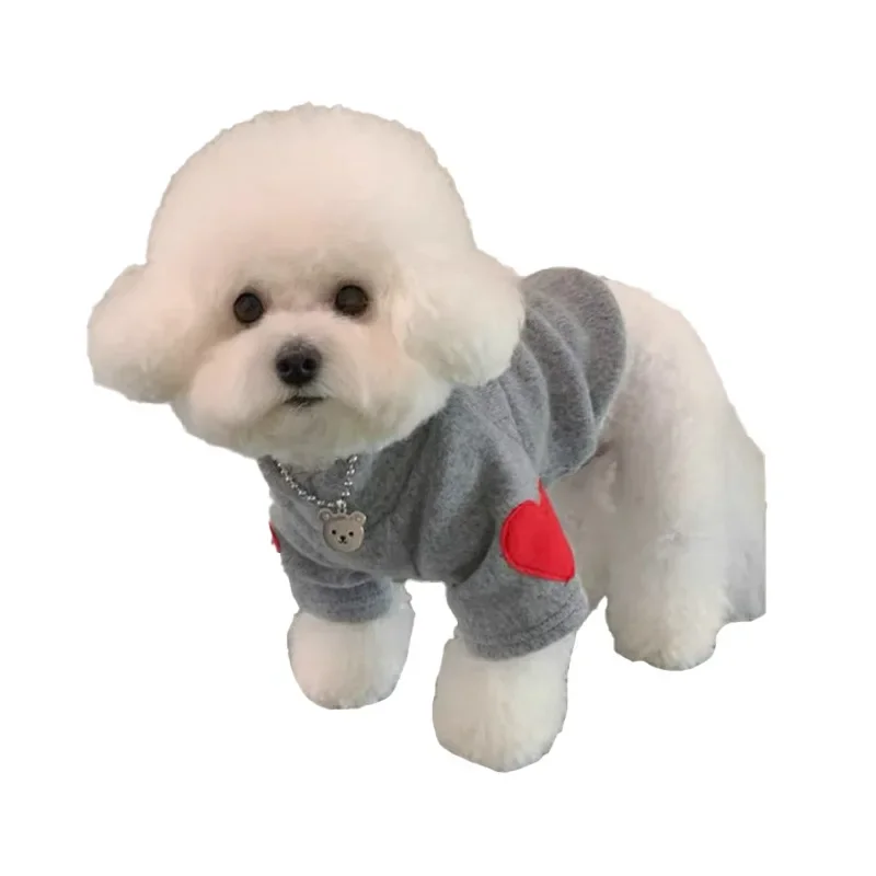 Ropa para perros INS Teddy Bear, camisa inferior con manga de amor, ropa de terciopelo de dos piernas, ropa para gatos de Otoño/Invierno, ropa para mascotas, ropa para cachorros - imagen 5