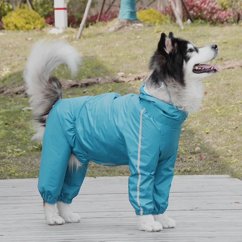 Chubasquero para mascotas, ropa impermeable para perros grandes, Golden Retriever, Samoyed, protección del vientre, día lluvioso, cuatro pies al aire libre - imagen 2