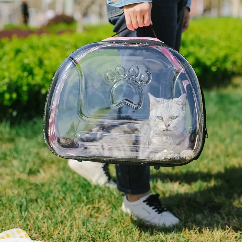 Bolsa para gatos, mochila escolar portátil totalmente transparente para mascotas, bolsa espacial portátil para transporte de mascotas - imagen 4