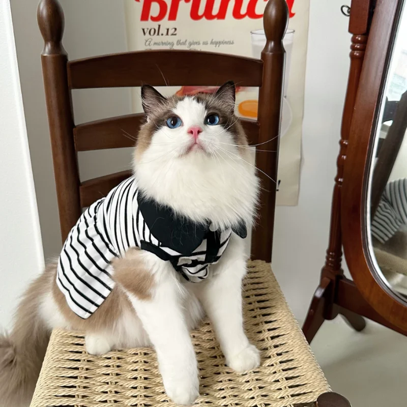 Ropa de verano para cachorros, vestido blanco y negro, camiseta para mascotas, disfraz para perros con hebilla, nuevos productos para perros, ropa para Chihuahua Bichon, 2025 - imagen 5