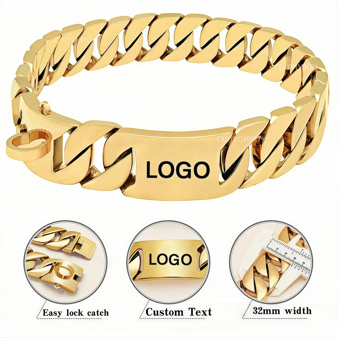 Collar para perros grandes en acero inoxidable 32 mm con letras - imagen 4