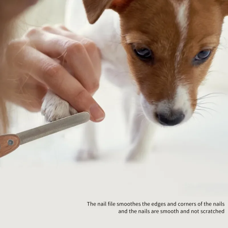 Molinillo de uñas para perros, recortador de uñas de acero inoxidable con mango de madera, molinillo de uñas para perros, limpieza de garras, suministros para el cuidado de mascotas - imagen 3