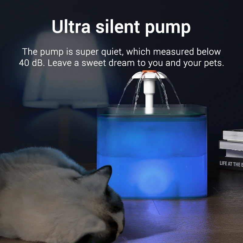 Robeco-filtro de fuente de agua para gatos, dispensador de agua automático LED para mascotas, accesorios para gatos, bebedero automático para gatos - imagen 3