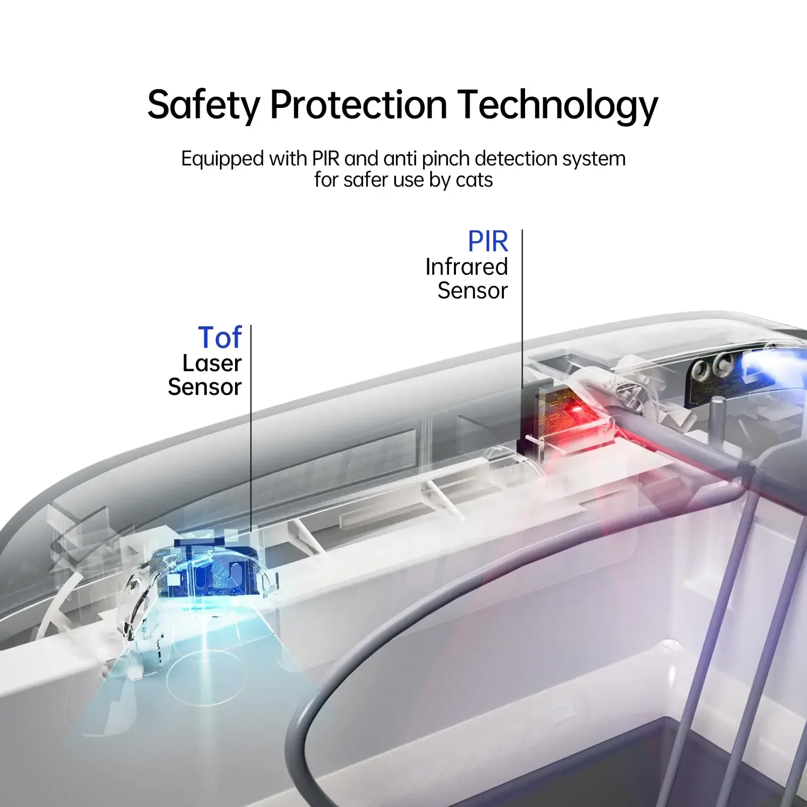 Caja de arena automática para gatos con Control por aplicación de 7L, caja de arena autolimpiante para mascotas, inodoro para gatos, productos para gatos, protección de seguridad - imagen 5