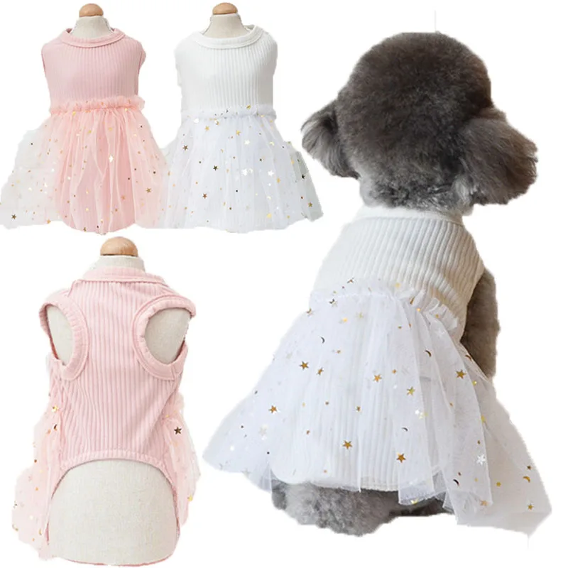 Ropa para perros, ropa de verano para cachorros, color rosa y blanco, vestidos para niñas con falda de tul para cachorros, ropa para mascotas, vestidos, ropa para caniche Dachshund