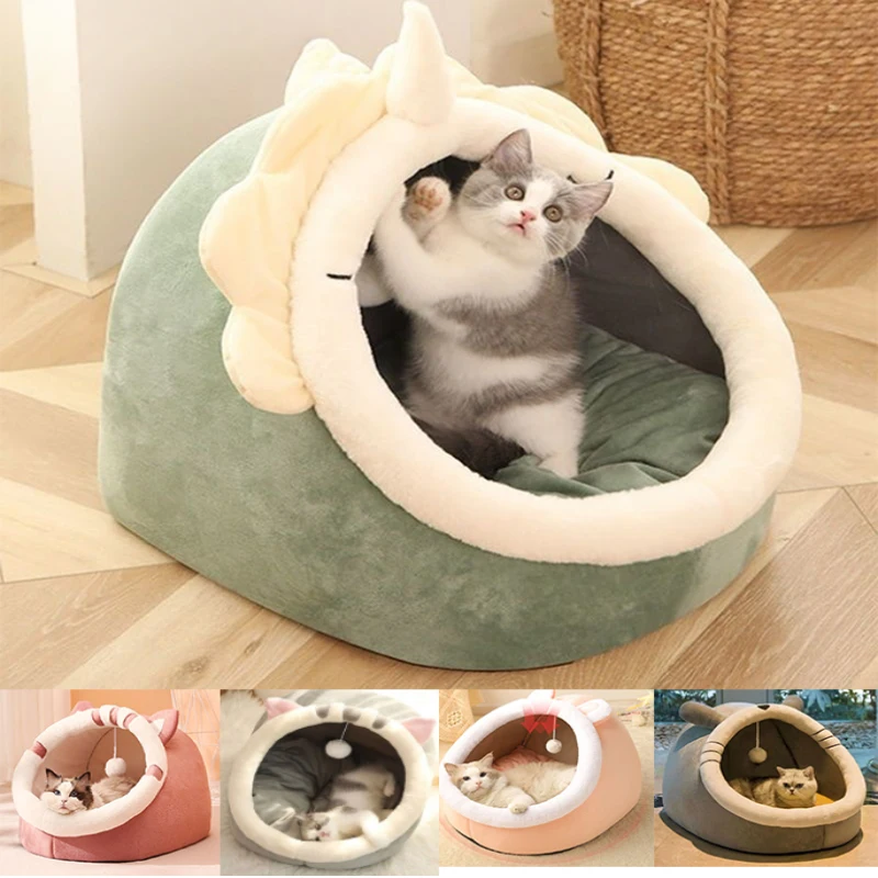 Cama para dormir para gatos, cesta cálida para invierno para mascotas, casa acogedora, tumbona para gatitos, cojín, tienda nido para gatos, estera para perros pequeños muy suave, bolsa, cueva, cama para gatos
