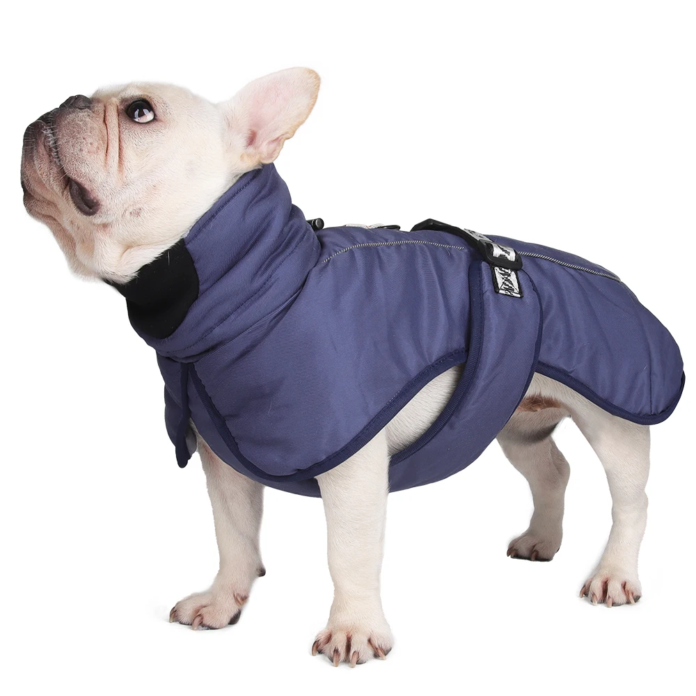 Chaqueta para perro, ropa cálida de invierno para cachorros, para perros pequeños y medianos, cuello alto, a prueba de viento, Bulldog Francés, trajes de Pug, disfraz, ropa para mascotas - imagen 2