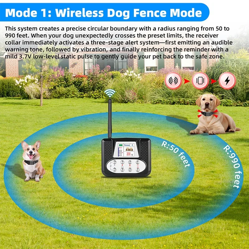 Collar de entrenamiento eléctrico para perros, inalámbrico, de larga distancia, con Control remoto, resistente al agua, recargable, ajustable - imagen 2
