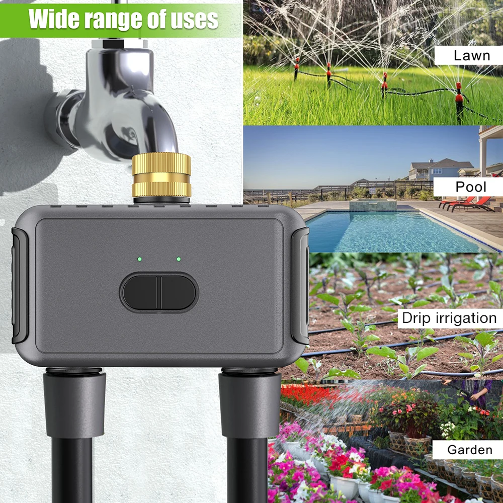 Temporizador de agua inteligente Tuya WiFi, 2 salidas, temporizador de aspersor, sistema de riego de jardín, controlador de riego por goteo, programador de retardo de lluvia - imagen 4