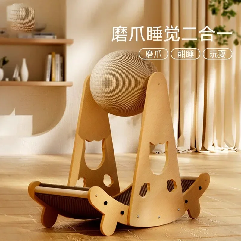 Tabla para rascar gatos, resistente al desgaste, espada Vertical sin chip, bola de cáñamo, tabla de garra para gato, nido, amoladora de garra integrada - imagen 3