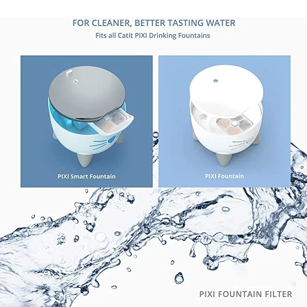 Filtro de carbón activado para fuente de beber Pi xi Cat, filtros cuadrados, 12 filtros de repuesto para dispensador de agua para perros y gatos - imagen 5