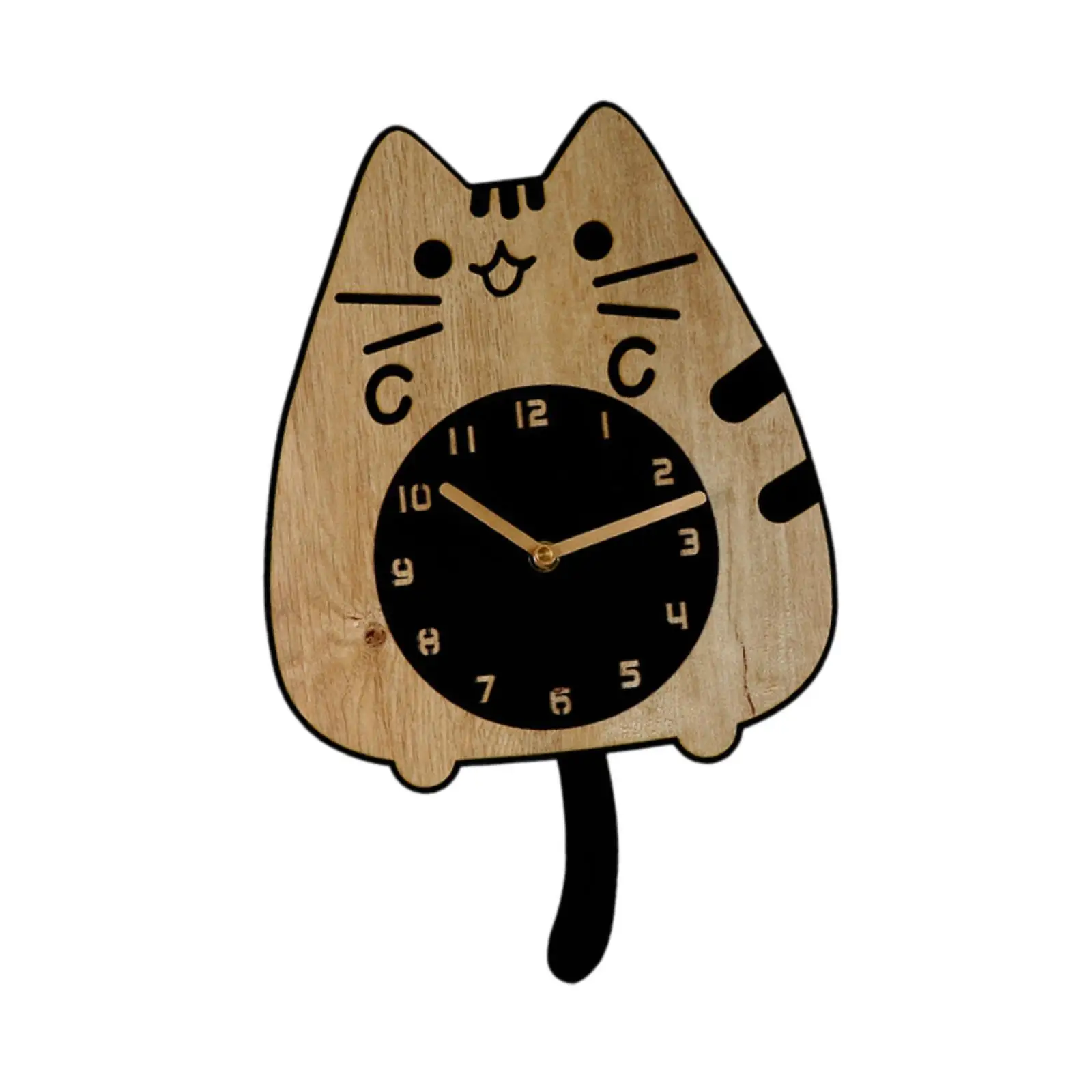 Cat Wall Clock Wall Ornament Cute Silent Clock Wall Hanging Clock for Kitchen Indoor Office Housewarming Gift Home Decoration