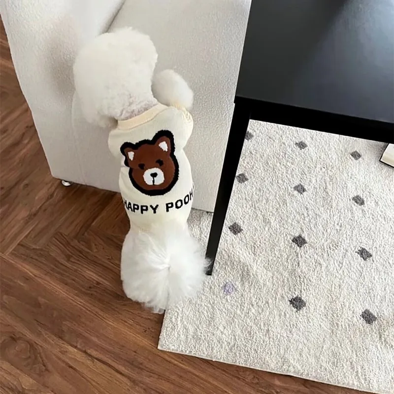 Otoño/Invierno suéter de punto para mascotas lindo oso Sudadera con capucha Teddy Cat Yorkshire perro pequeño ropa para perros Pomerania ropa para cachorros de otoño - imagen 5