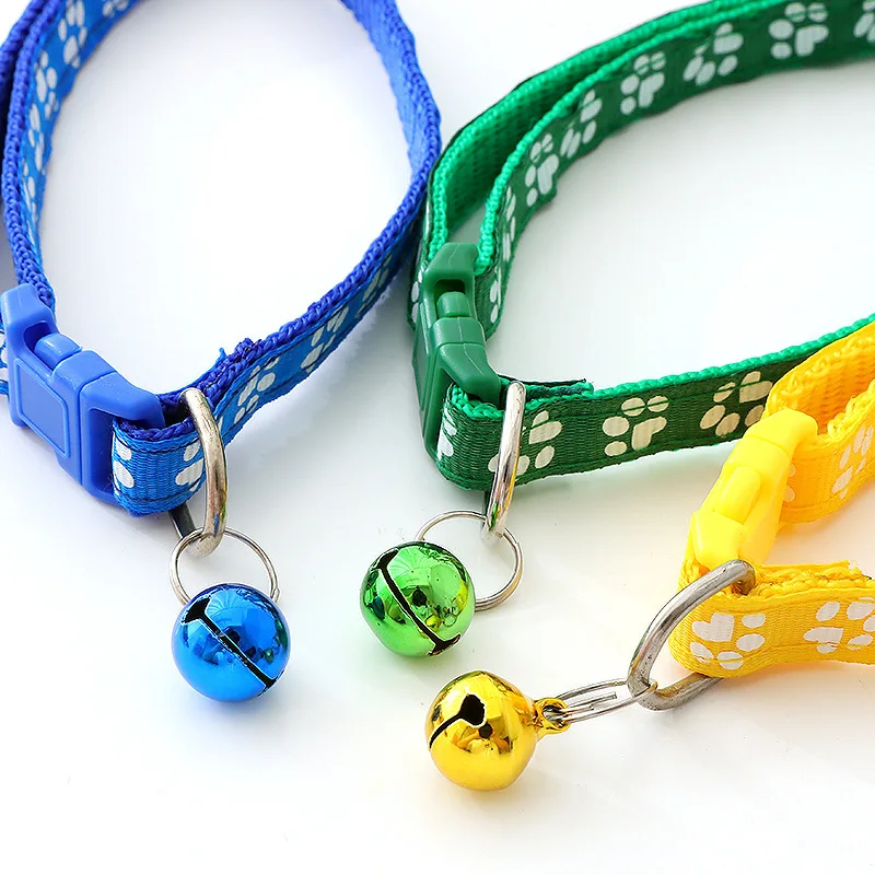 Collar para mascotas con campana, huella de dibujos animados, accesorios coloridos para perros, cachorros y gatos, Collar para gatitos, Collar con anillo de campana de seguridad ajustable para mascotas - imagen 4