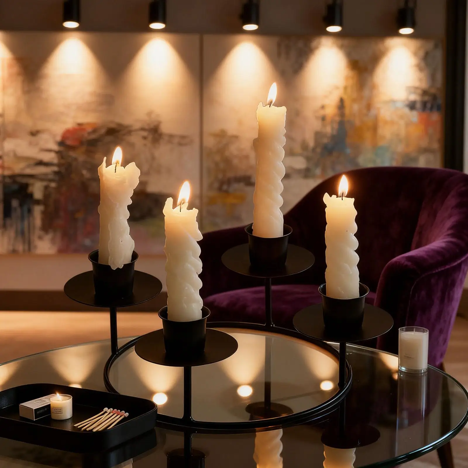 4 Arms Candle Holder Decorative Candle Stand European Candlestick Holder Candlelight Stand for Living Room Home Bedroom Party