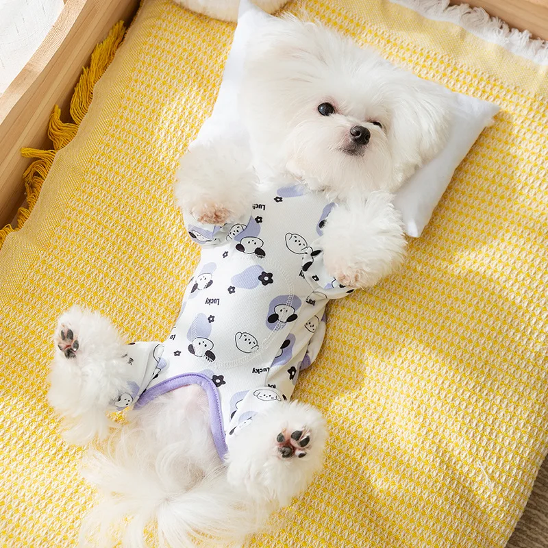 Monos de lujo para perros, ropa cálida y suave para perros de cuatro patas, chaqueta bonita para cachorros, abrigo con estampado de dibujos animados, monos para gatos, monos para mascotas Chihuahua - imagen 3