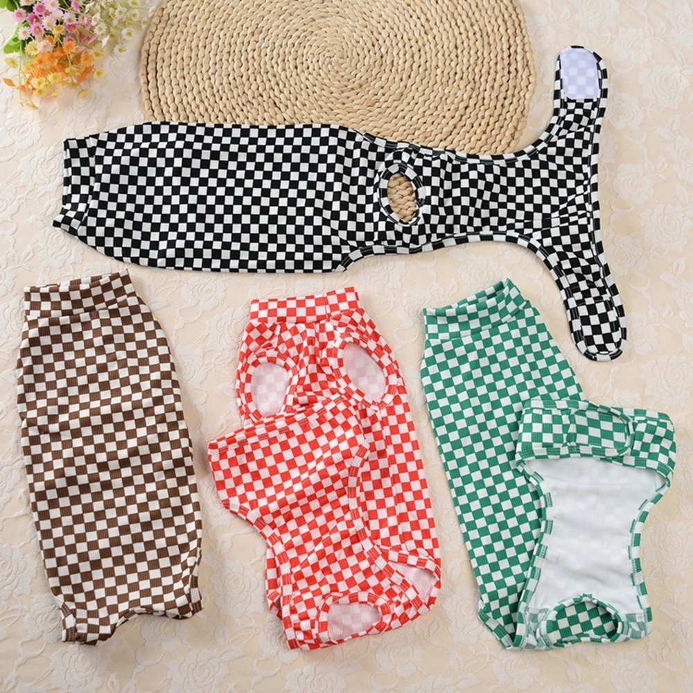 Traje de esterilización para el destete de gatos, Mono para perros pequeños, ropa de recuperación antilaminación después de la cirugía, ropa a cuadros para el cuidado de mascotas - imagen 2