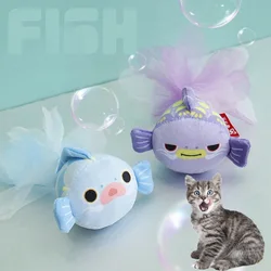 Juguetes para gatos, hierba gatera, sonido de pez, juguetes para mascotas con campana, juguete interactivo para gatos, rechinar los dientes, gato, gatito, juguetes con hierba gatera