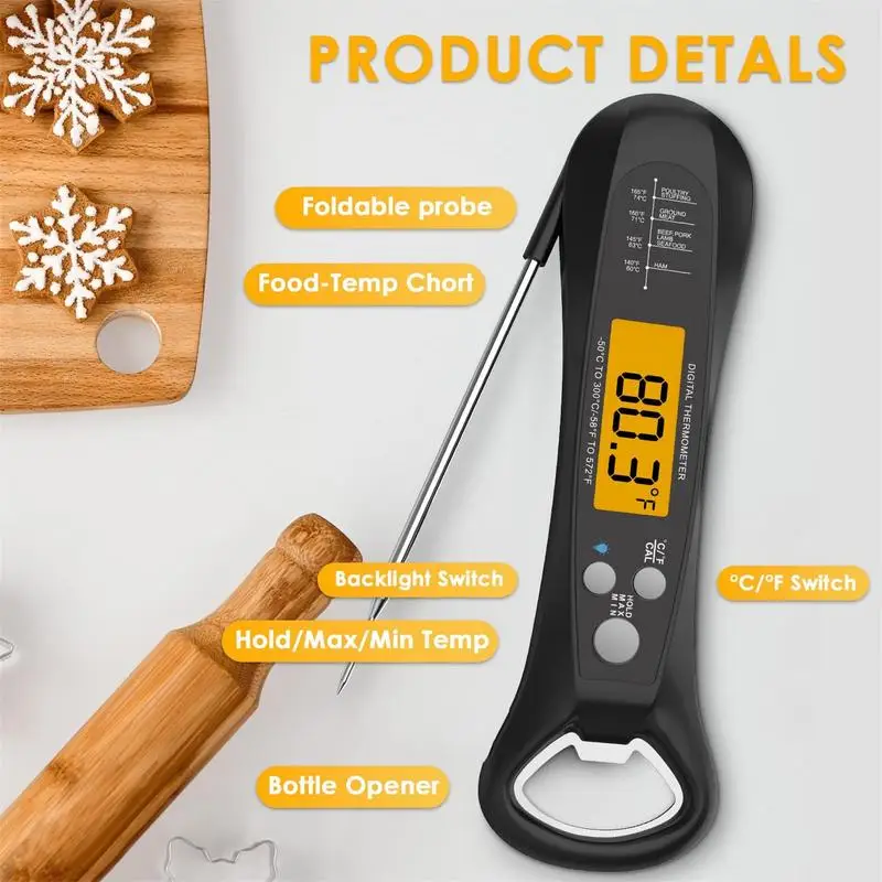 Termómetro Digital para alimentos, herramientas de cocina impermeables para barbacoa y asar a la parrilla, lectura instantánea - imagen 4