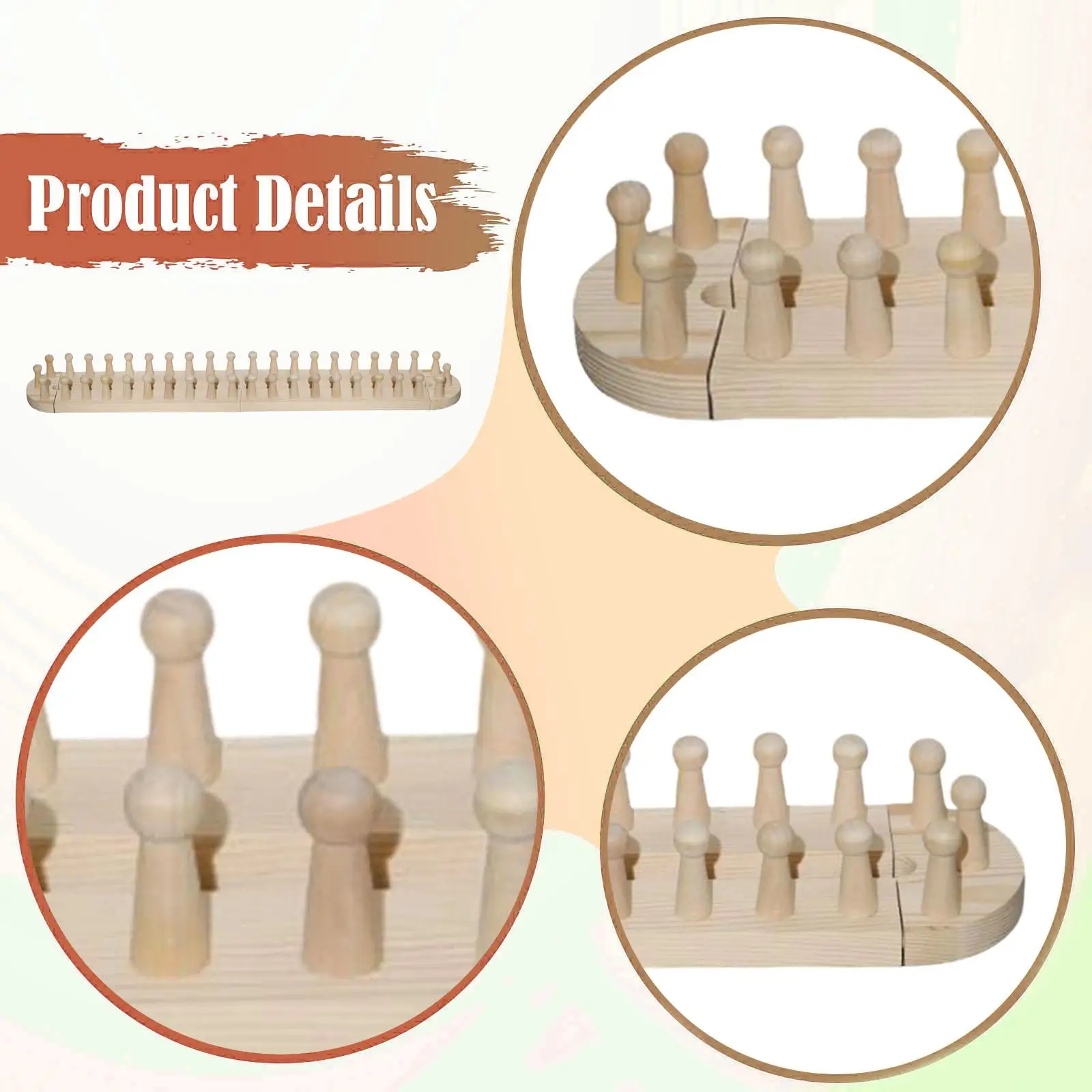 Beginner Friendly Wooden Blanket Knitting Loom Adjustable Peg Frame for DIY Chunky Yarn Craft Projects