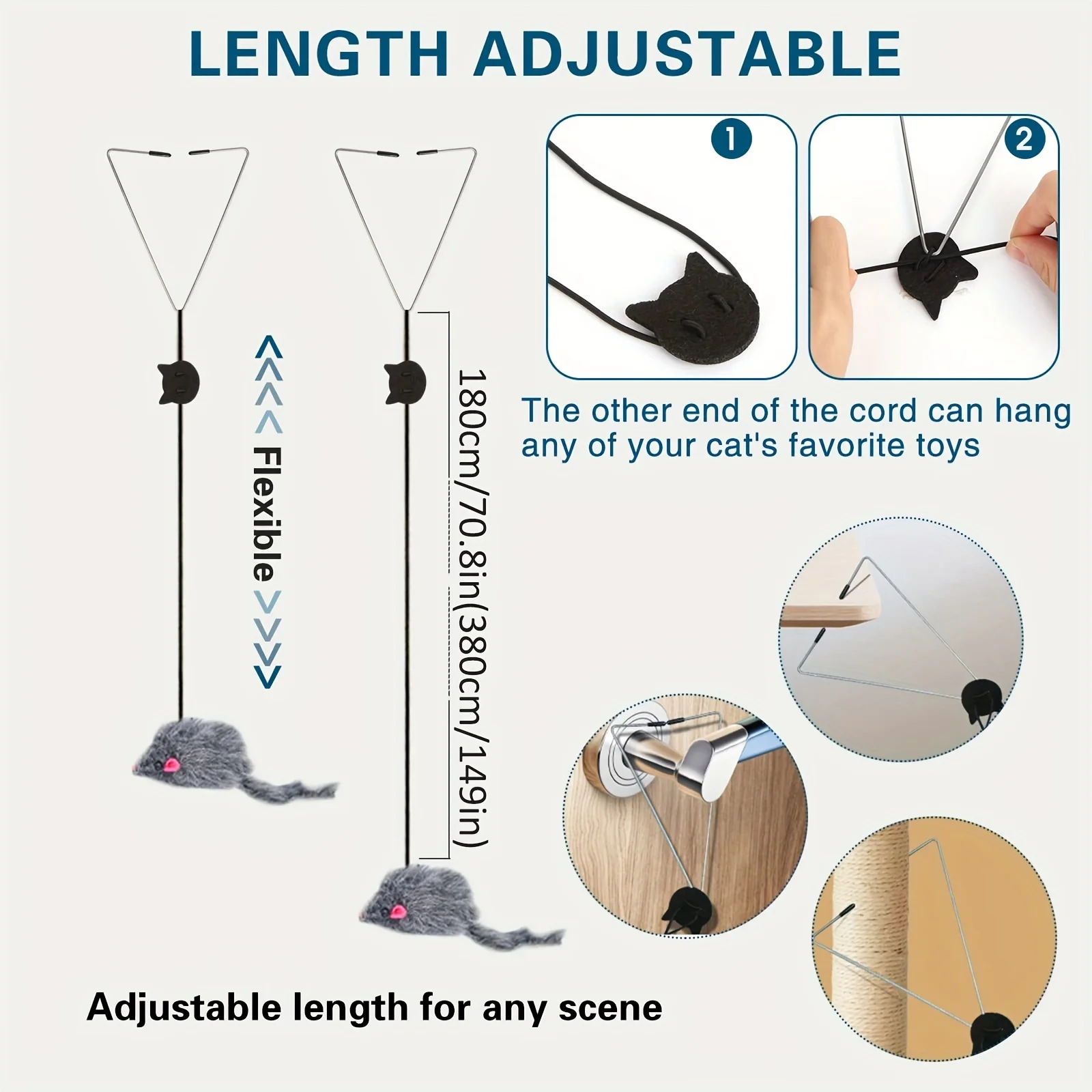 Juguete interactivo y estimulante de peluche para gatos: varita retráctil para juegos saludables, diseño de dibujos animados, adecuado para razas medianas - imagen 3