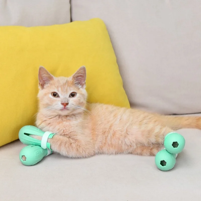 Protector de garra de gato, zapatos de baño antiarañazos para gatos, botas de baño ajustables para mascotas, cubierta de uñas con pata de gato, suministros de aseo para mascotas - imagen 3