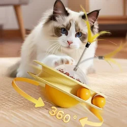 Dispensador interactivo 2 en 1 para gatos – Juguete con plumas