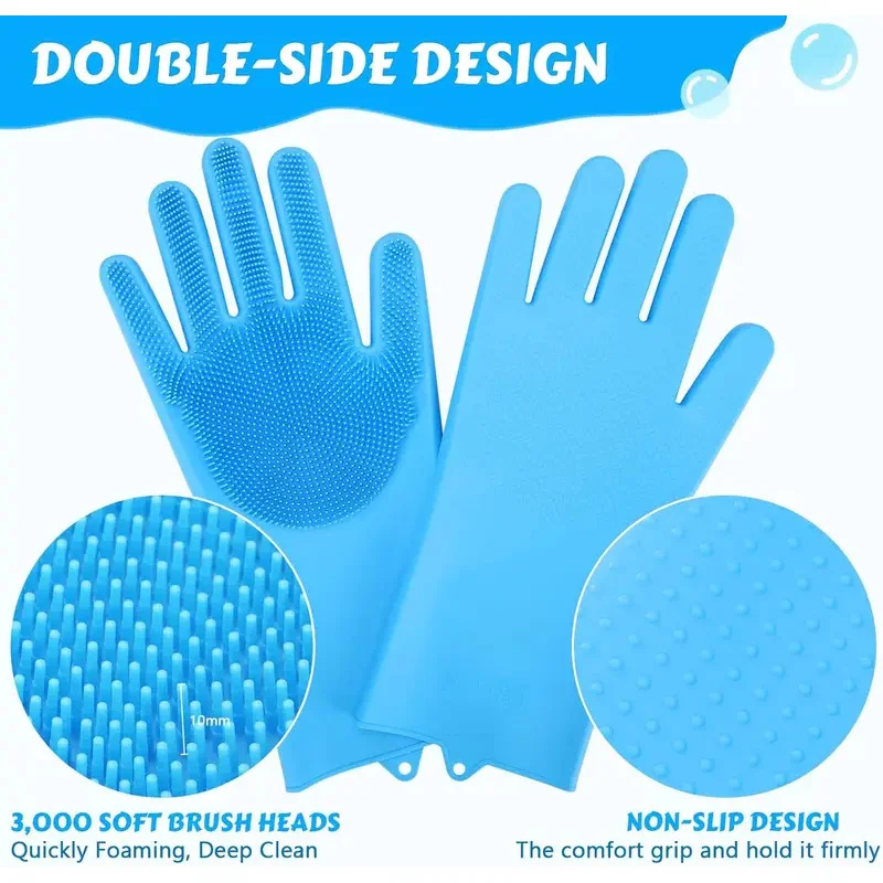 Guantes de aseo para mascotas, guante de limpieza para baño de perros y gatos, champú, depurador, guante de depilación de silicona suave, protección de la piel de las manos - imagen 4