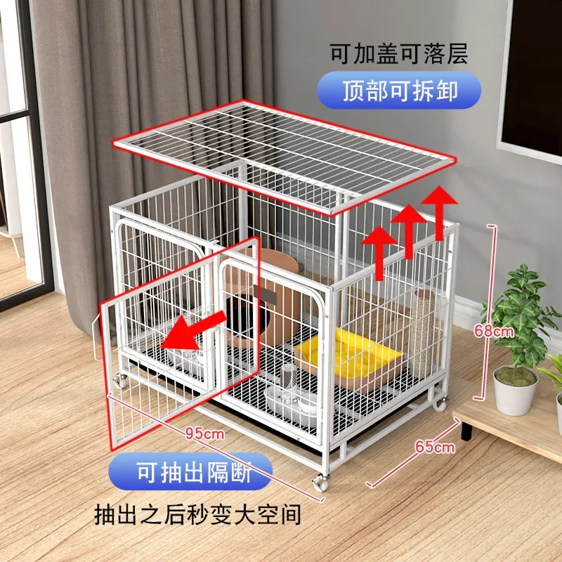 Jaula grande de cría para perros pequeños con divisor, conejos y gatos - imagen 2