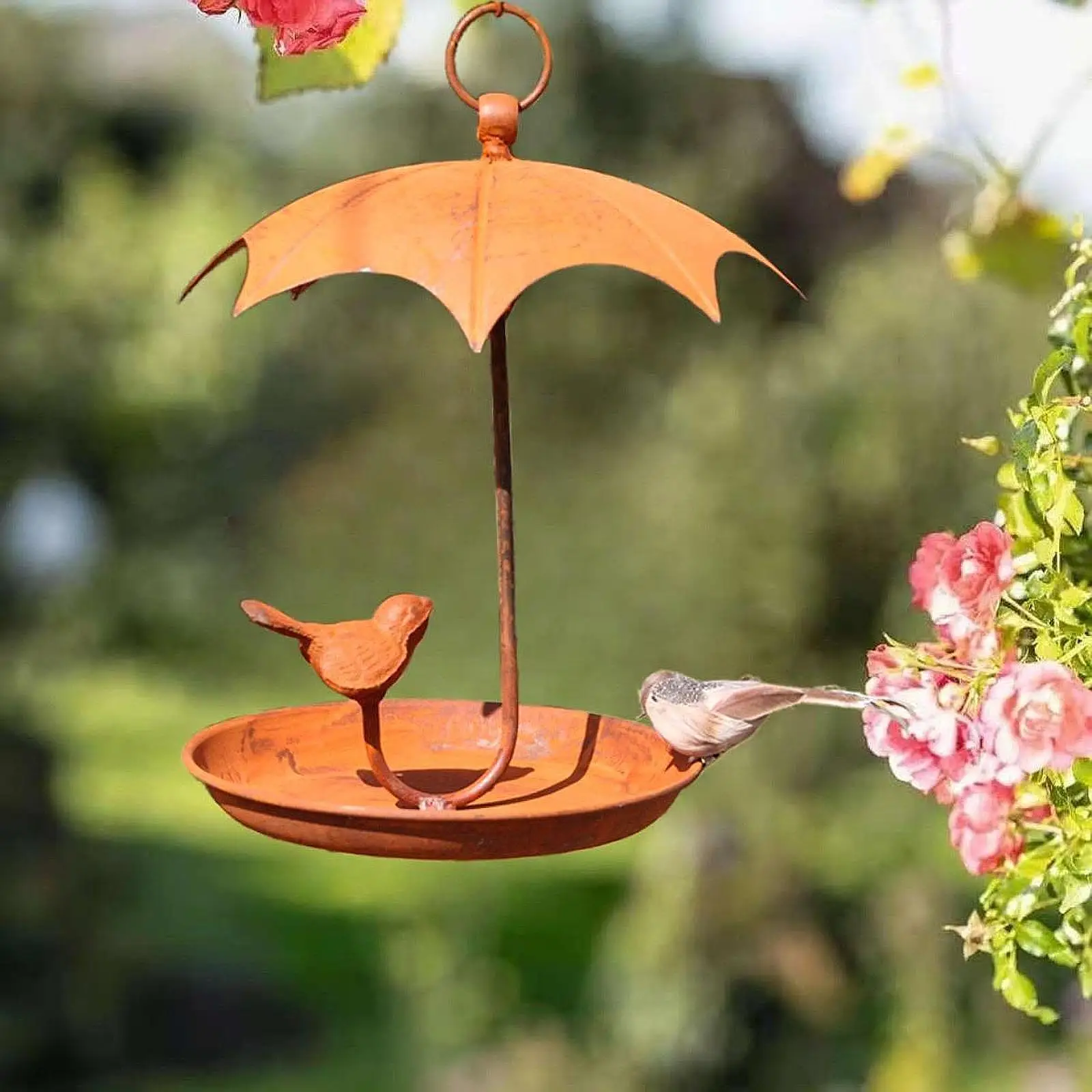 Hanging Bird Feeder Ornament Rustic Retro Design Decorative for Outside Yard Courtyard Outdoor