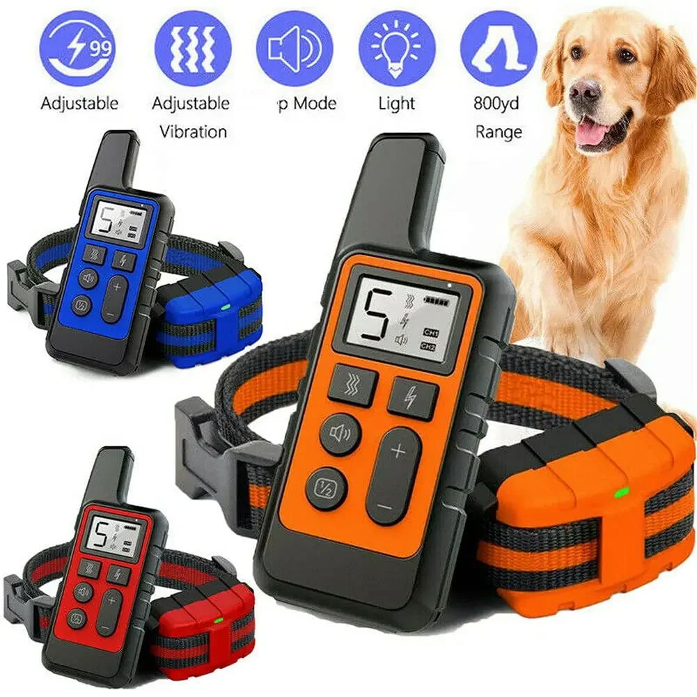 Collar de entrenamiento eléctrico para perros con Control remoto, dispositivo antiladramiento recargable resistente al agua IP67 de 2600 pies para cachorros - imagen 2