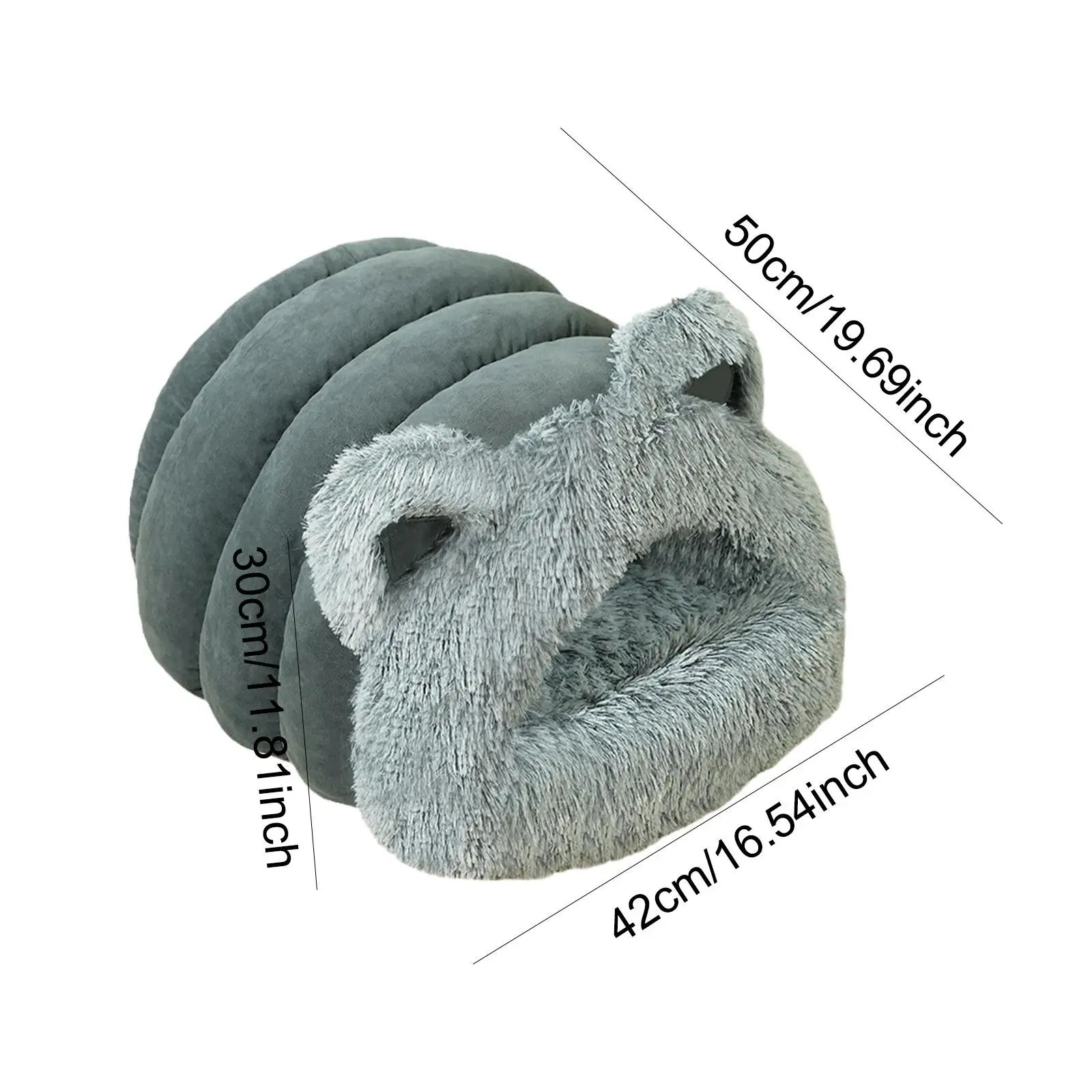 Plush Cat Bed Self Warming Pet Bed Comfortable Semi Enclosed Plush Burrowing Bed Kitten Kitty Shelter for Rabbits Kittens