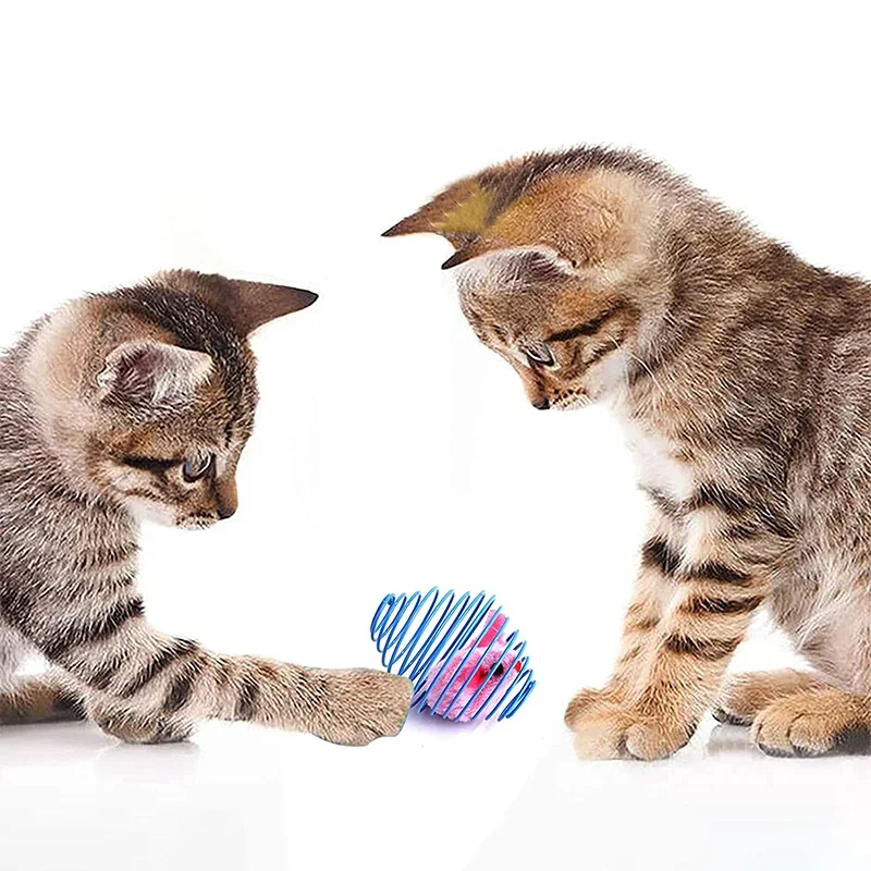 Pelotas de juguete interactivas para gatos, divertidas resortes extensibles para gatitos, ratas enjauladas, accesorios para mascotas de colores aleatorios para gatitos - imagen 2